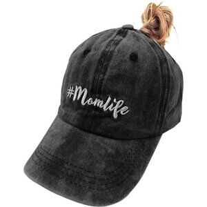 Life Ponytail Baseball Cap Messy Bun Vintage Washed Distressed Twill Plain